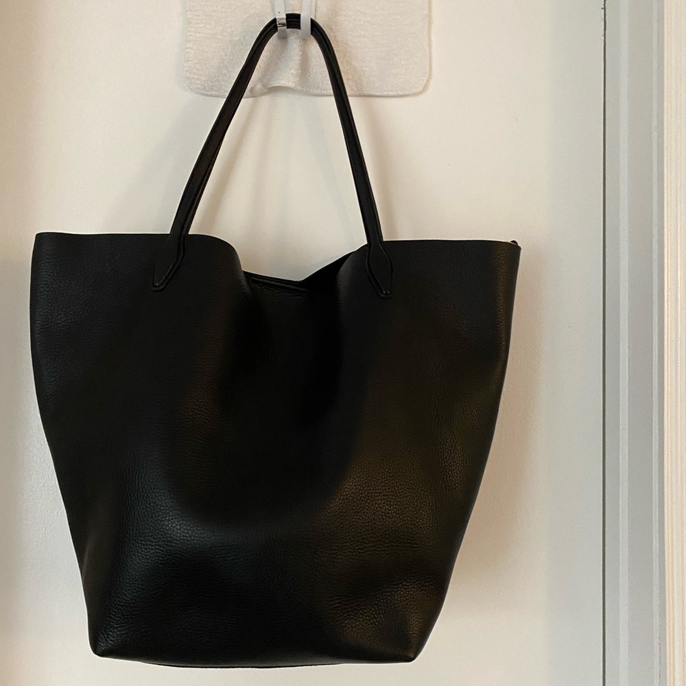 Madewell Black Leather Tote Bag